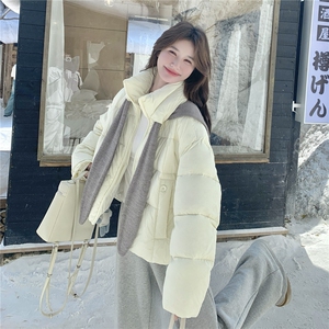针织披肩90白鸭绒羽绒服女冬季2025新款俏皮减龄短款小个子巨好看图片