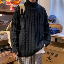 新款秋冬季高领毛衣纯色百搭港风情侣款加厚上衣毛衣EM319-P43，男装针织衫/毛衣，星座512-4