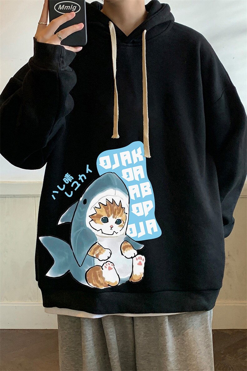 纯棉连帽卫衣男大码运动帽衫宽松薄WY2217-P35加绒款-P40,男装卫衣,电商A040