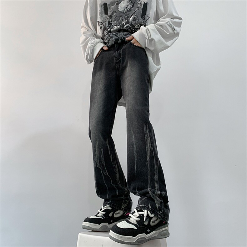 秋季美式ins高街hiphop微喇扎染牛仔裤货号K2313P55控78,男装牛仔裤,电商A063