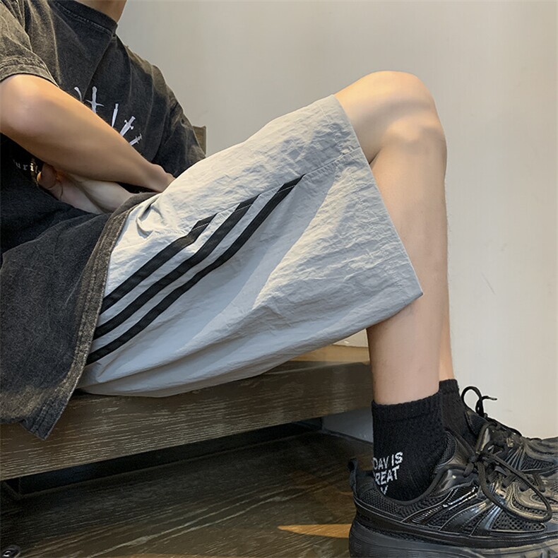 春夏新款速干皱感织带拼接短裤宽松M~4XLXZ604-DK211-特P25控48,男装牛仔裤,星座604