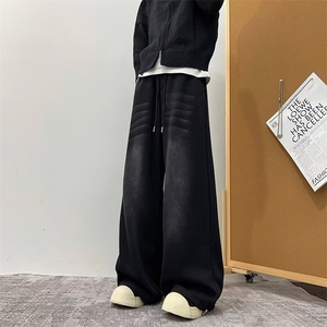 美式运动裤男秋季休闲裤青少年无品牌潮牛仔布水洗长裤B203/P58图片