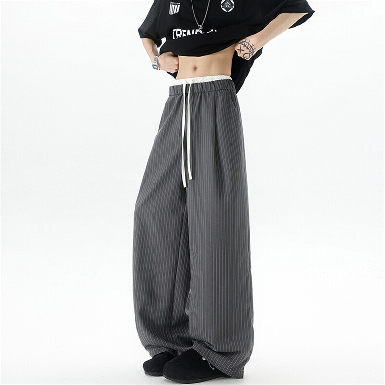 8XL-M假两件双腰山本裤条纹休闲西裤男夏宽松大码阔腿裤KZ052P60,男装休闲裤,电商B312