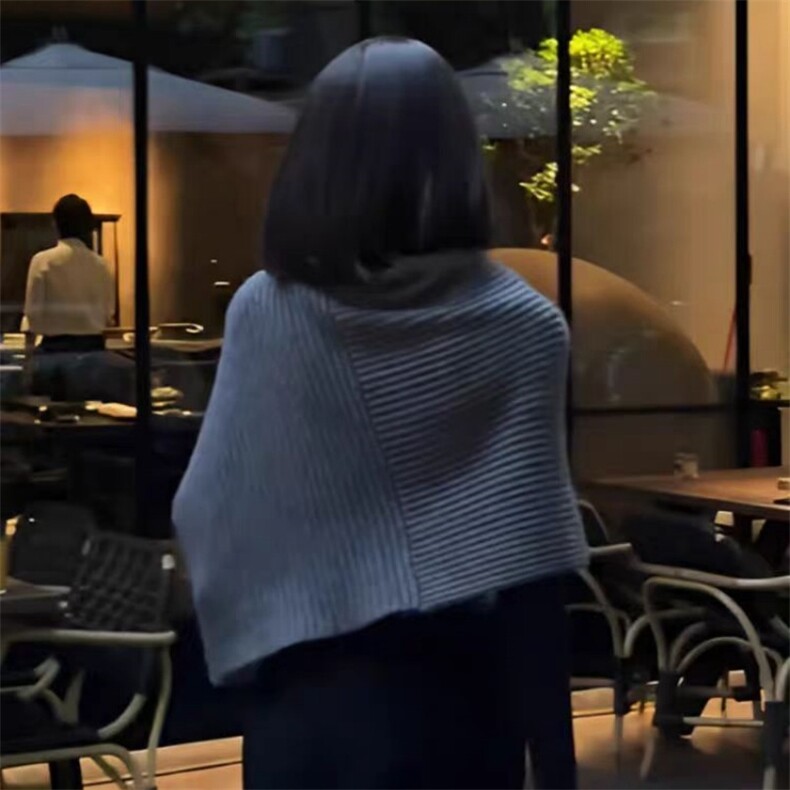 高级感针织围巾披肩女2025新款春秋外穿高领斗篷不规则,饰品披肩,锦瑟羊绒