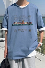 1港风印花休闲情侣日系风潮大码短袖T恤男DT7652P25控38，男装T恤，星座226-2