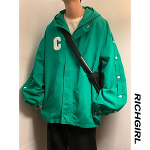 2025新款春季新款港风棒球服翻领冲锋衣排扣夹克男外套JK6028-p78图片