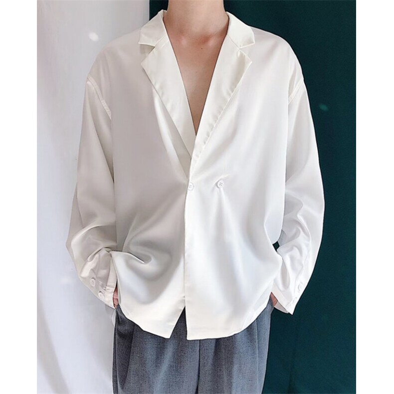 禁欲系衬衫纯色长袖西装男白色西服外套男女垂感免烫XC330,男装西服套装,星座1116A（原606A-3）