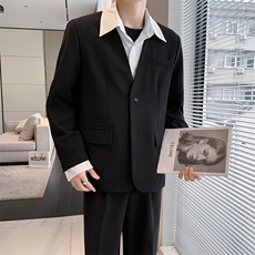 春秋韩版休闲宽松假两件衬衫领小西服外套A328-2305-P125-K179，男装西服，星座406