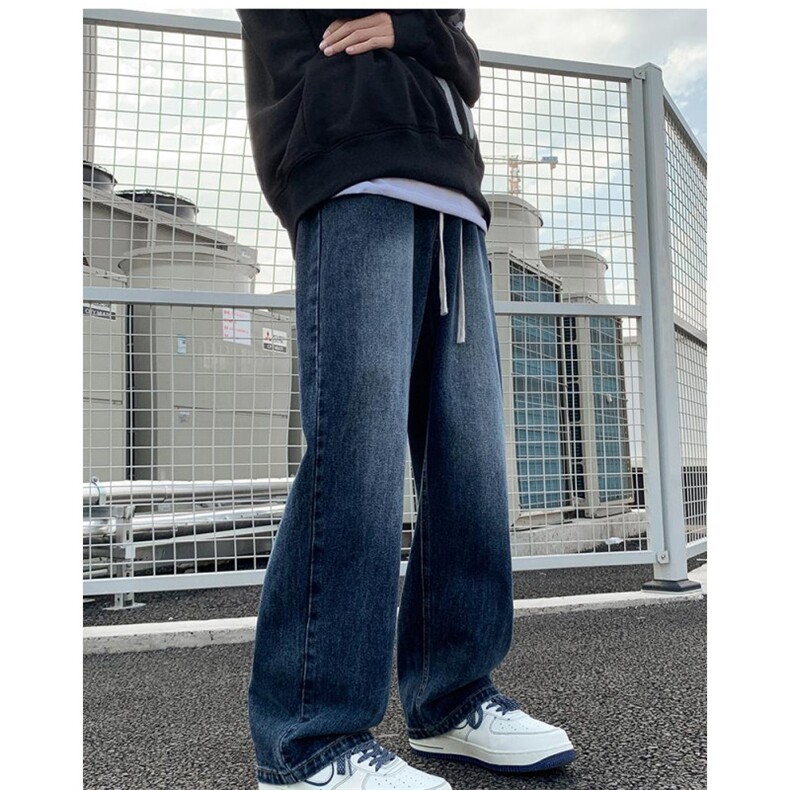 xz116-k1221-P30-网络图现货抽绳弯刀裤打折拼接现货牛仔裤，男装牛仔裤，星座116