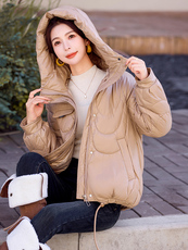 冬装新款简约时尚保暖连帽休闲棉服棉衣外套，女装棉衣/棉服，韩美纤衣