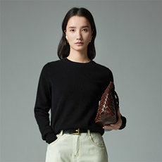 2025年秋季时尚百搭通勤简约休闲立体造型圆领，女装针织衫/毛衣，圣暖羊绒