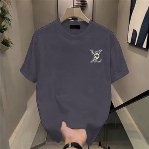 夏季纯棉正肩字母印花短袖T恤时尚潮流宽松百搭圆领休闲重磅上衣图片