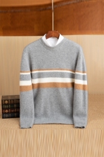 秋冬季35%羊绒休闲七针元宝针拼色圆领羊绒衫男装，男装羊绒套衫，佑昭祥羊绒