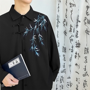 秋季百搭长袖设计纯色休闲风情侣字母衬衫男女款CS102-P45-控78图片