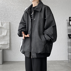 8XL-M脏脏痞帅皮衣外套男秋冬加厚PU皮夹克宽松大码皮袄JK006P95，男装夹克，电商B312
