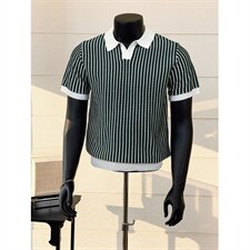 下架针织打底衫翻领拼色V领短袖K86012-P55，男装T恤，星座1012-1