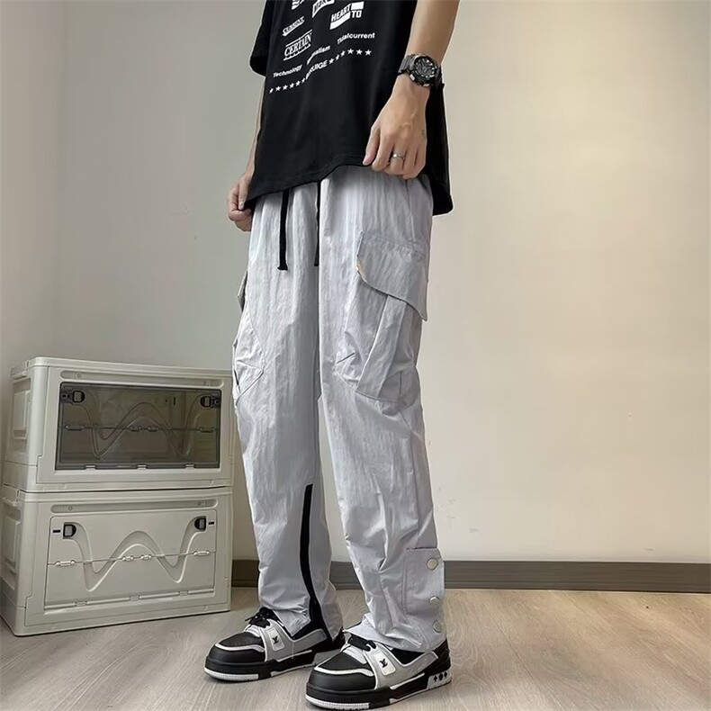 工装休闲裤男韩版潮流裤脚拉链开衩个性2023秋夏ins长裤K4358-P38,男装休闲裤,星座412-3