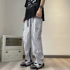 工装休闲裤男韩版潮流裤脚拉链开衩个性2023秋夏ins长裤K4358-P38，男装休闲裤，星座412-3