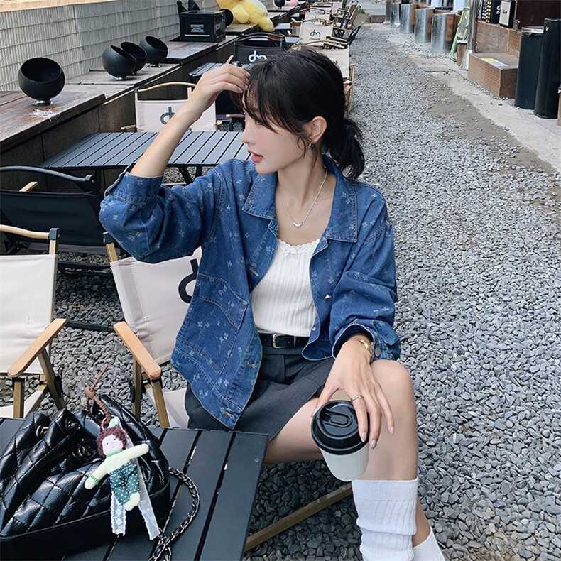 折扣剪标大牌原单提花重工刺绣牛仔外套牛仔蓝2024年秋新款短外套,女装牛仔外套,天使之佳话