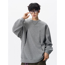 WY10152-特P45控78小众撞色拼接破缝假两件大码男大码情侣卫衣，男装卫衣，电商A059