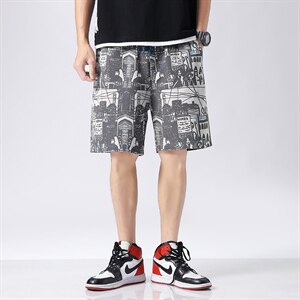 A003-HK7018-P45夏装新款时尚灰迷彩时尚男士短裤无影墙,黑色碎花连衣裙搭配图图片