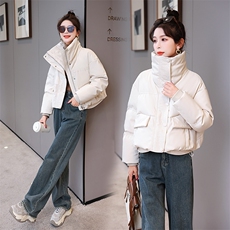 2024年冬季新款现货免洗柔软皮加厚立领面包服韩版小个子羽绒服，女装羽绒服，时尚俏佳人