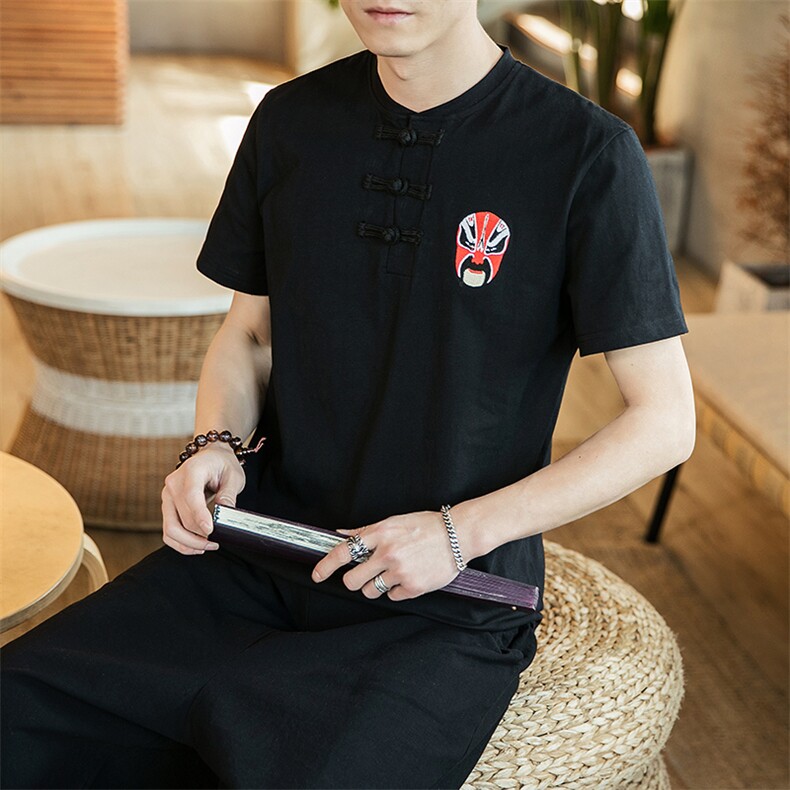 2021夏季中国风短袖T恤男大码复古盘扣半袖上衣QT6005-TX69-P40,男装T恤,星座1112-5（原712-5）