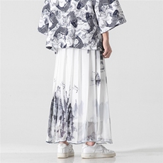 夏季风汉服古风仙气一片式裙裤中性百褶马面裙情侣K180/P75，男装民族服装，钱塘713