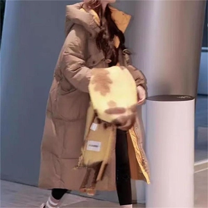 时尚潮流韩版宽松显瘦中长款连帽羽绒服女冬季新款外套图片