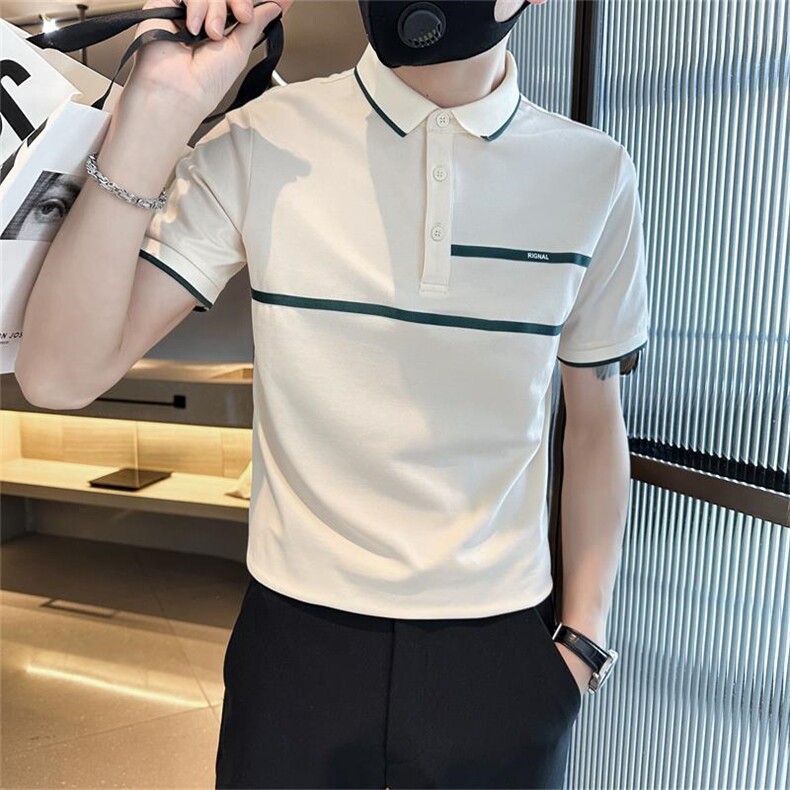 主推大货织带设计夏季短袖T恤翻领Polo衫大码半袖上衣T0240-特P40,男装T恤,电商D342