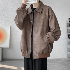 8XL-M脏脏痞帅皮衣外套男秋冬加厚PU皮夹克宽松大码皮袄JK006P95，男装夹克，电商B312