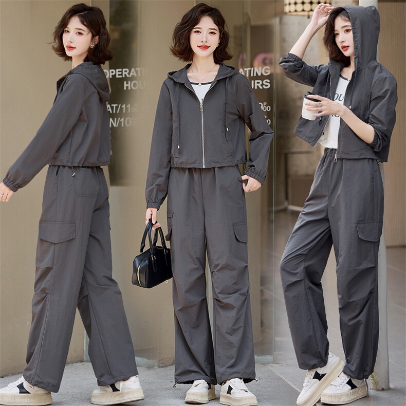 欧货剪标断码特价捡漏2024秋季时尚百搭运动上衣+吊带+休闲裤套装，女装套装/套裙，依路服饰