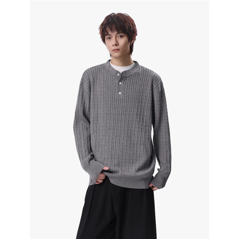 1303B-MY804-P45特P78高品质绞花男女休闲亨利领毛衣备大货,男装针织衫/毛衣,星座1303B