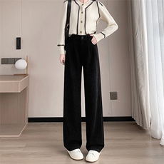 2025新款羊毛西装裤女秋冬高腰雪尼尔垂感加厚直筒阔腿裤糯米裤，女装休闲裤，云美莎专业女裤-全店现货