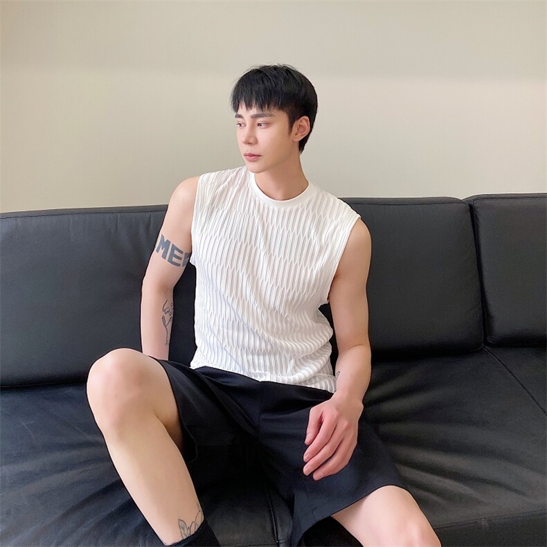 2025新款夏季纯色背心男潮牌背心痞帅马甲A345-261-P55,男装背心/马甲,电商A345
