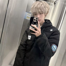 美式刺绣内胆外套男女棉服情侣连帽冬季，男装棉衣，四季星座505