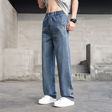 夏季牛仔裤天丝薄款宽松直筒新款男士休闲显瘦高舒适长裤子3019，男装牛仔裤，星座224-3
