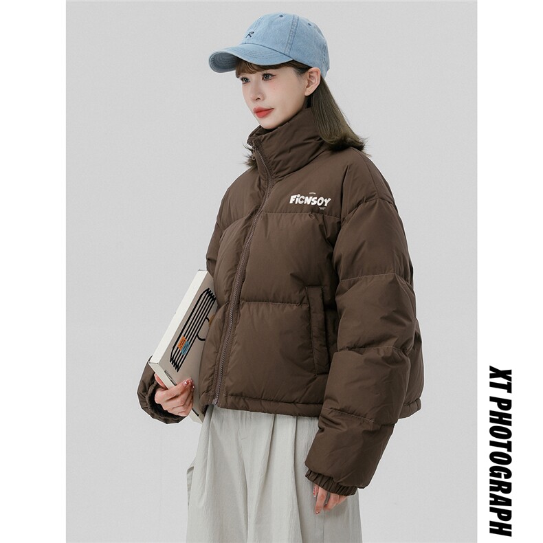 中性风休闲字母印花面包服时尚宽松立领棉服A268-MY502P85控118,男装棉衣,电商A268