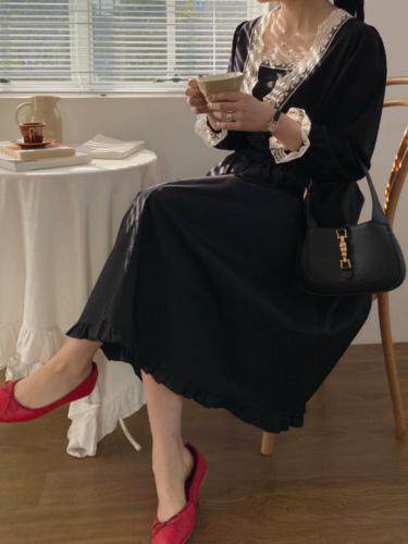 春款现货-复古蕾丝拼接两件套+复古伞裙，其它，LUCY