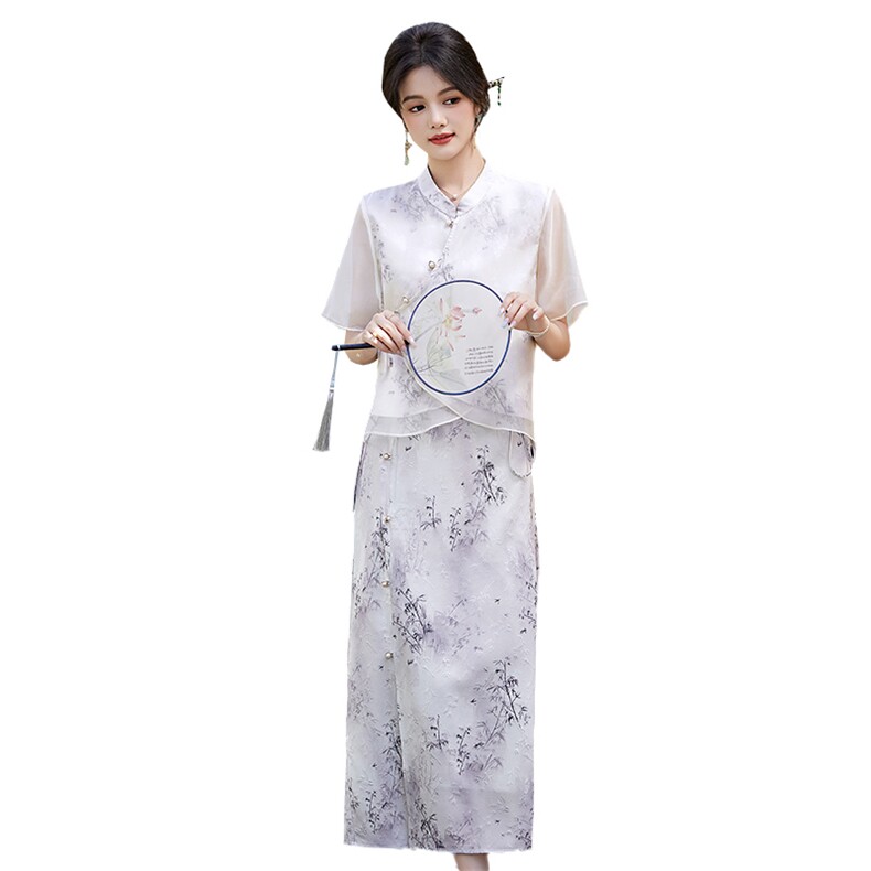 新中式气质套裙2024年夏季新款时尚轻盈两件套9905,女装套装/套裙,罗得堡