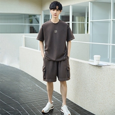 短袖T恤套装男25新款夏季休闲运动服搭配帅气短裤两件套3273-P155，男装休闲套装，电商A355（原A415）