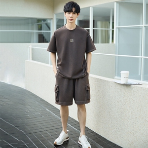 短袖T恤套装男25新款夏季休闲运动服搭配帅气短裤两件套3273-P155
