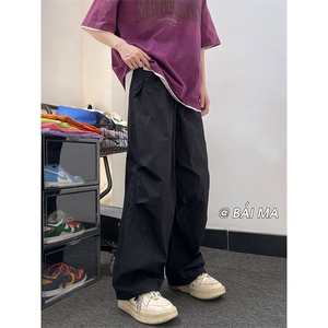 高街美式工装裤宽松直筒显瘦阔腿裤伞兵裤男女XZ211-1-K2333-P55