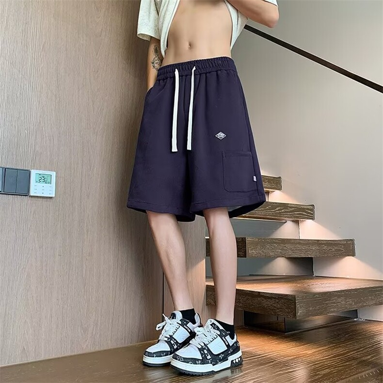 夏季新款美式短裤男潮牌薄款设计感小众宽松大码运动休闲五分裤子,男装牛仔裤,四季星座505
