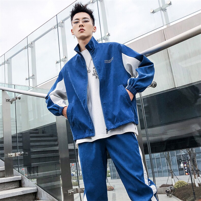 2021新款男士卫衣套装嘻哈潮流翻领外套春季两件套DS367T,男装卫衣,电商A102