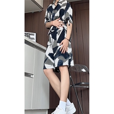 短袖衬衫男+短裤男潮流休闲套装男M-5XL大码TZ78704P50控98模特图，男装休闲套装，星座226-1