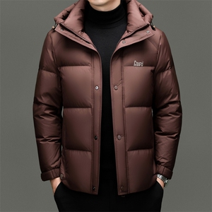 新款冬季短款90绒子白鸭绒羽绒服外套中年男装加厚羽绒服夹克,冉莹颖白衬衫穿搭图片