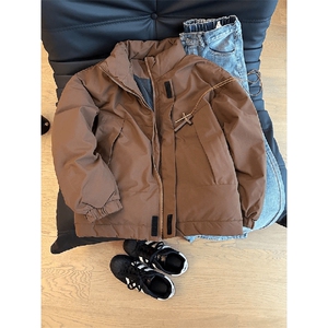 现货美式高街休闲夹克冬季立领纯色三防户外工装加厚棉服外套图片