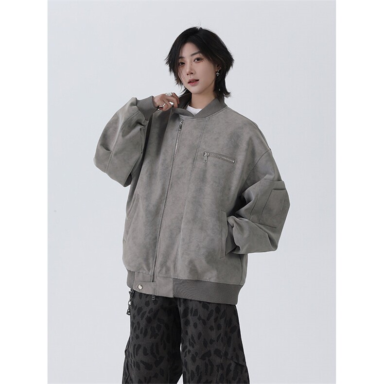 港风美式潮流麂皮绒短款飞行员夹克XZ213-JK7777-P108控128,男装夹克,星座213
