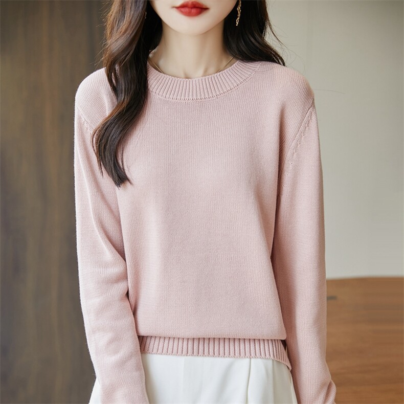 2025百搭时尚简约套头衫纯色简约，女装针织衫/毛衣，长今羊